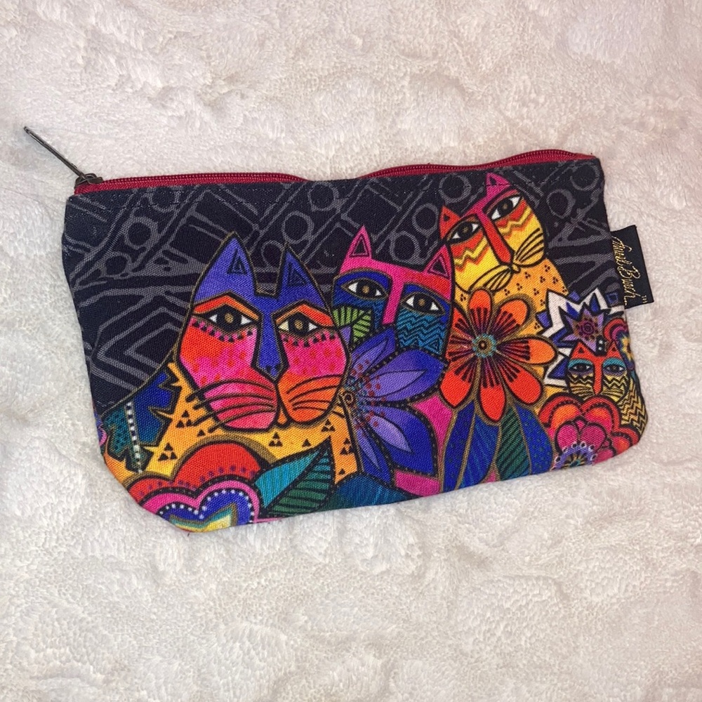 Laurel Burch Rainbow Cat Cosmetic Bag Pouch Case
